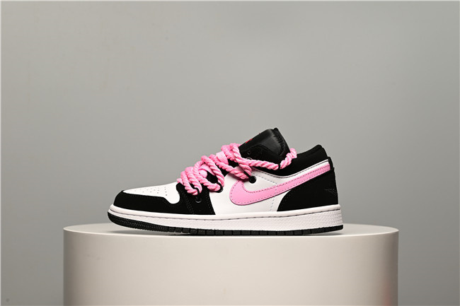 Women's Running Weapon Air Jordan 1 Low Black/Pink/White Shoes 0360 Women's Running Weapon Air Jordan 1 Low Black/Pink/White Shoes 0360